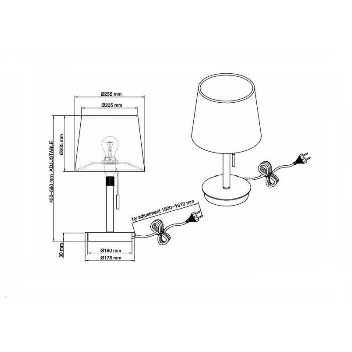 Brass table lamp modern, Niva, with pull switch