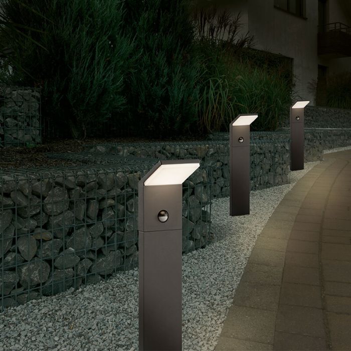 Anthracite outdoor floor lamp with motion sensor modern, Solana, 9W, 3000K LED, IP54