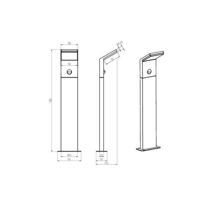Anthracite outdoor floor lamp with motion sensor modern, Solana, 9W, 3000K LED, IP54