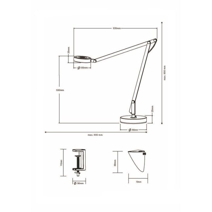 Black table lamp modern, Pardoes, 5W, 3000K LED, with switch