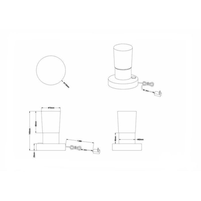Chrome table lamp classic, Merle, 4,3W, 3000K LED, with switch