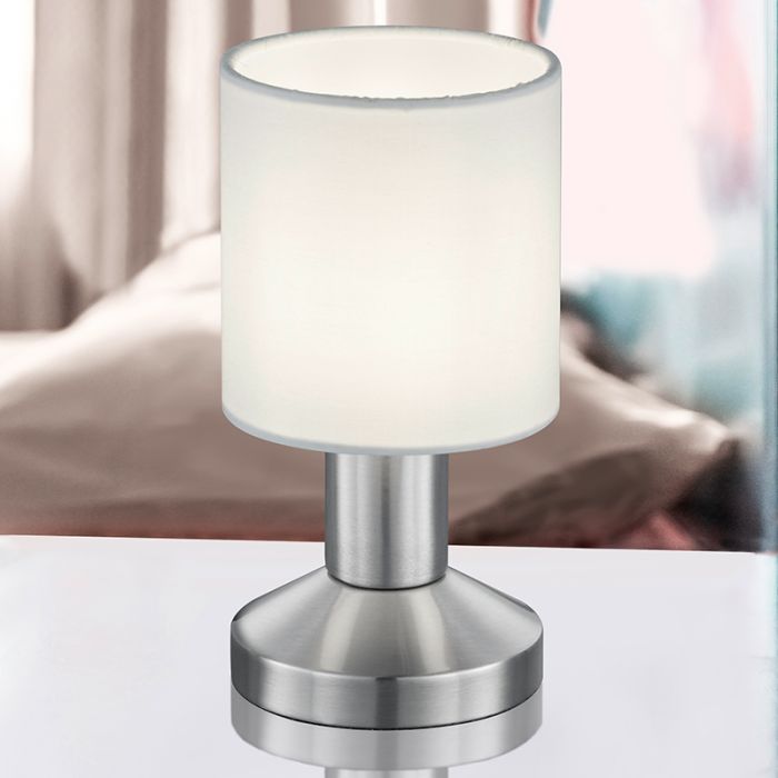 Nickel table lamp metal, Nordby, with switch