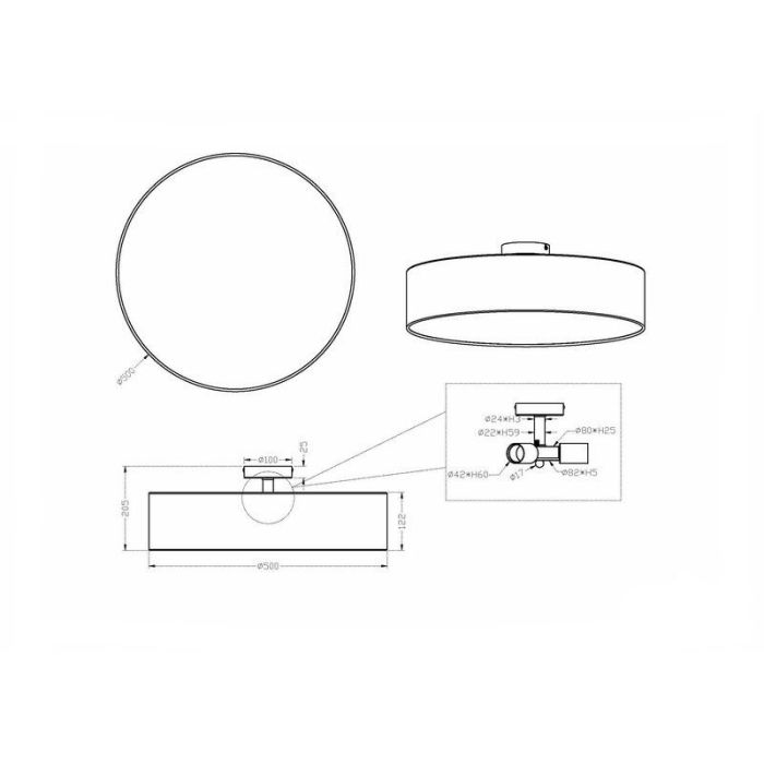 Nickel flush ceiling light metal, Ledbury