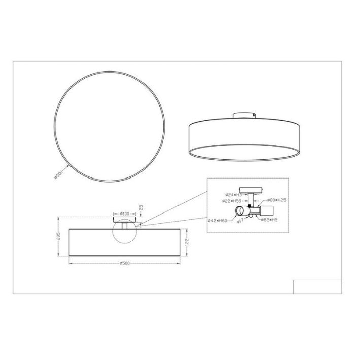Nickel flush ceiling light metal, Ledbury