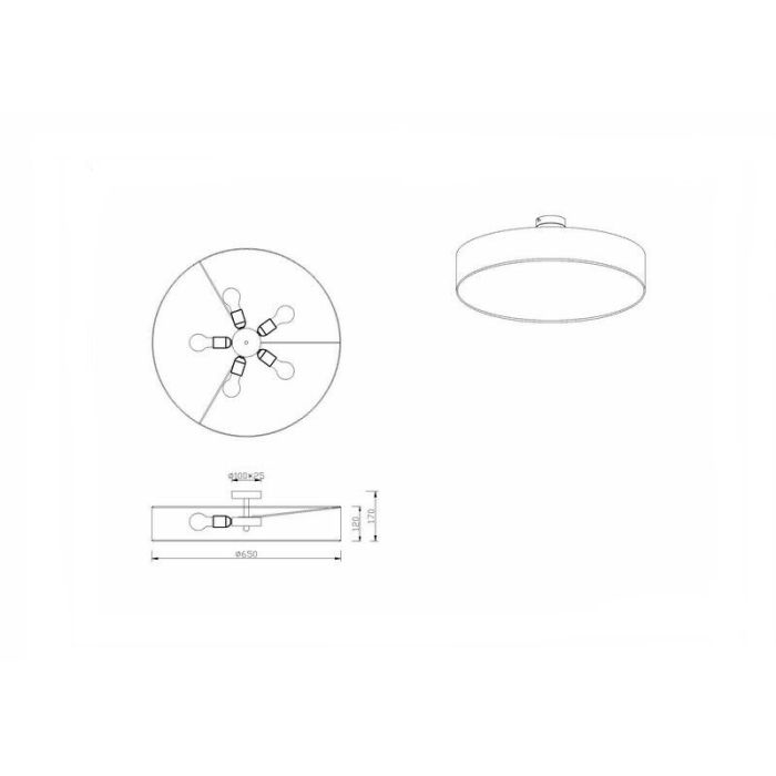 Nickel flush ceiling light metal, Ledbury