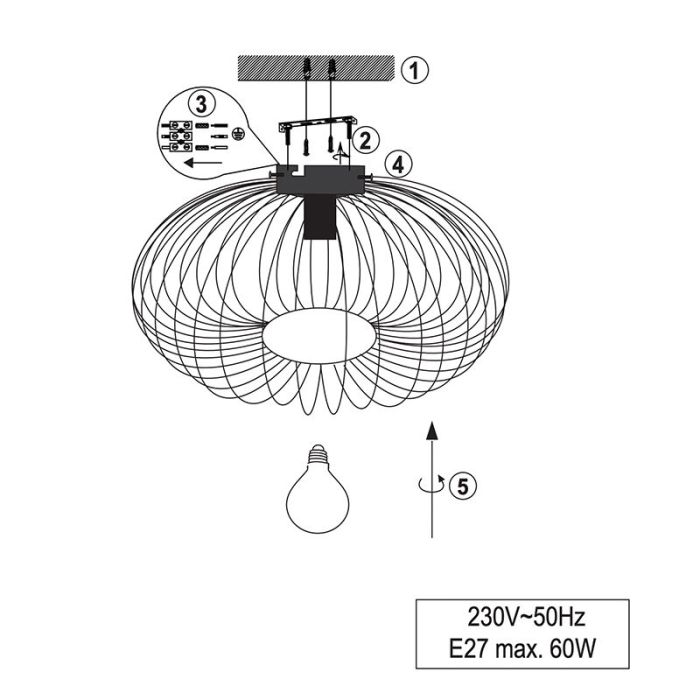 Copper flush ceiling light modern, Avni