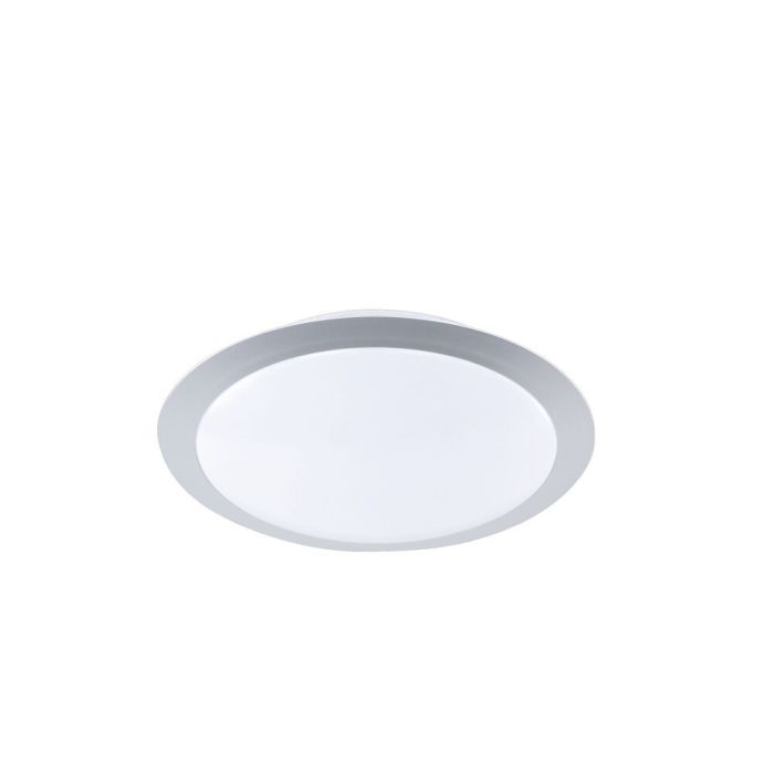 Silver flush ceiling light plastic, Ramsgate, 9W, 3000K LED
