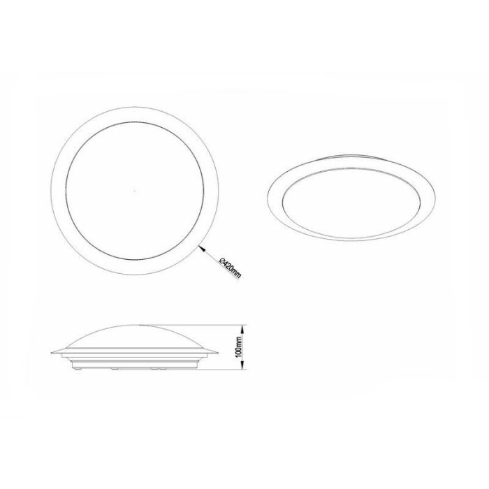 Silver flush ceiling light plastic, Ramsgate, 25W, 3000K LED