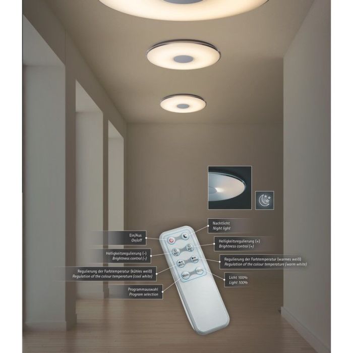 White flush ceiling light metal, Vibol, 45W, 3000K LED, with remote control