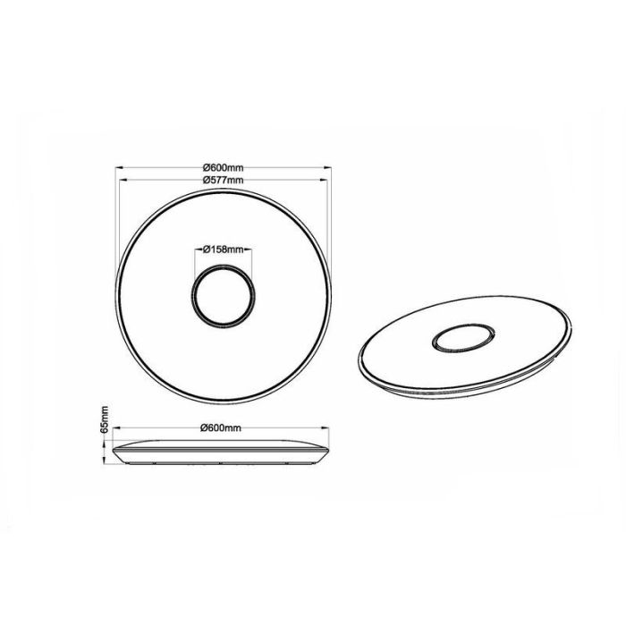 White flush ceiling light metal, Vibol, 45W, 3000K LED, with remote control