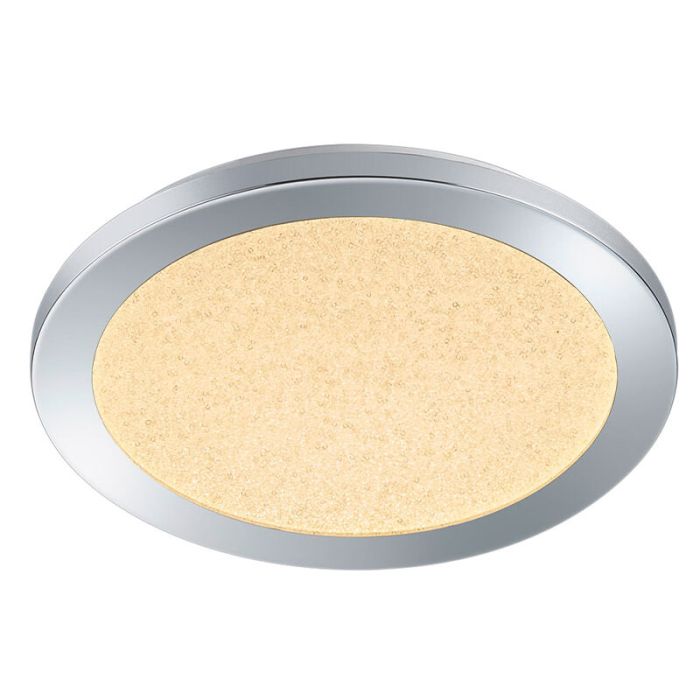 Chrome flush ceiling light modern, Marie, 15W, 3000K LED, IP44