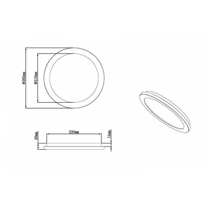 Chrome flush ceiling light modern, Marie, 15W, 3000K LED, IP44