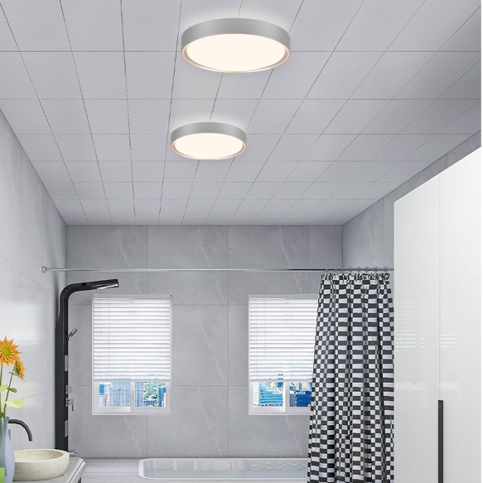 Silver bathroom ceiling light plastic, Evelina, 18W, 3000K LED, IP44
