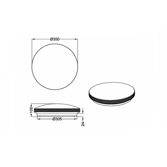 Chrome bathroom ceiling light plastic, Brunella, 18W, 3000K LED, IP44