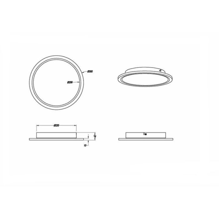 Nickel flush ceiling light modern, Badria, 15W, 3000K LED