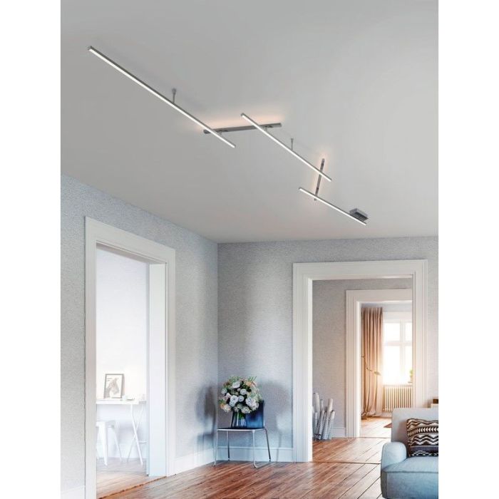 Nickel flush ceiling light design, Kandla, 6W, 3000K LED