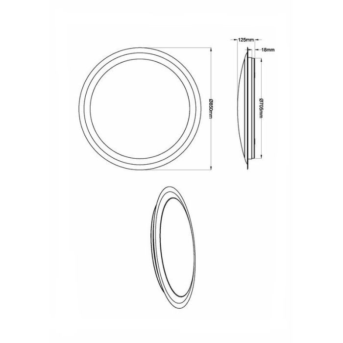 White flush ceiling light modern, Romain, 95W, warm to cold white adjustable LED, with remote control