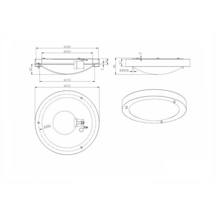 White bathroom ceiling light glass, Hadleigh, IP44