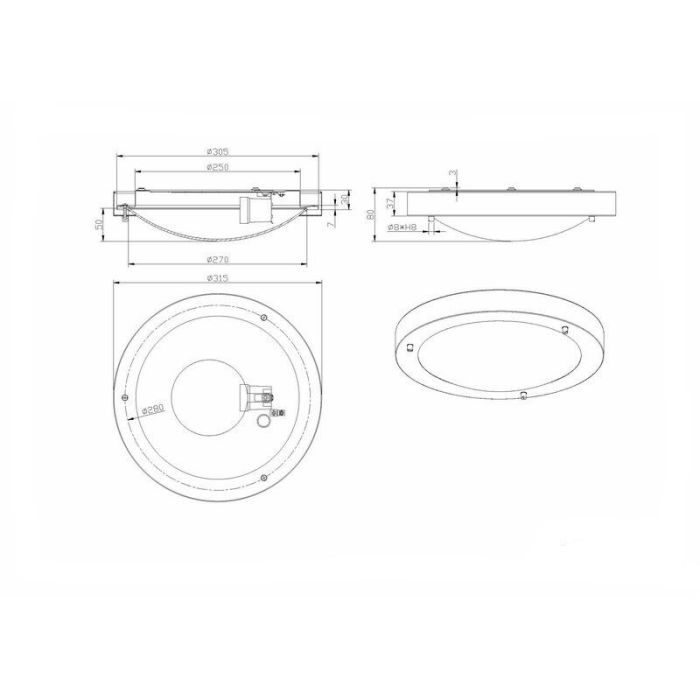 Nickel bathroom ceiling light glass, Hadleigh, IP44