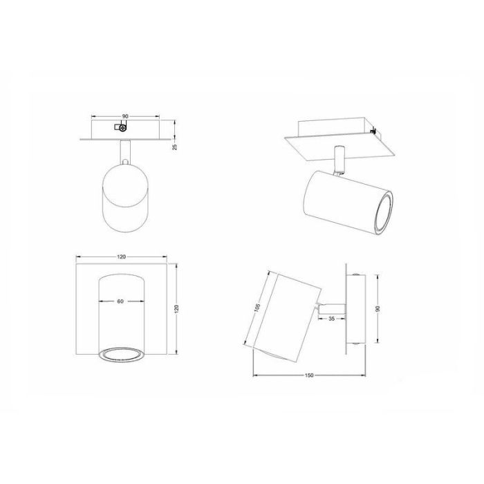 Rust Coloured wall spotlight modern, Kaso