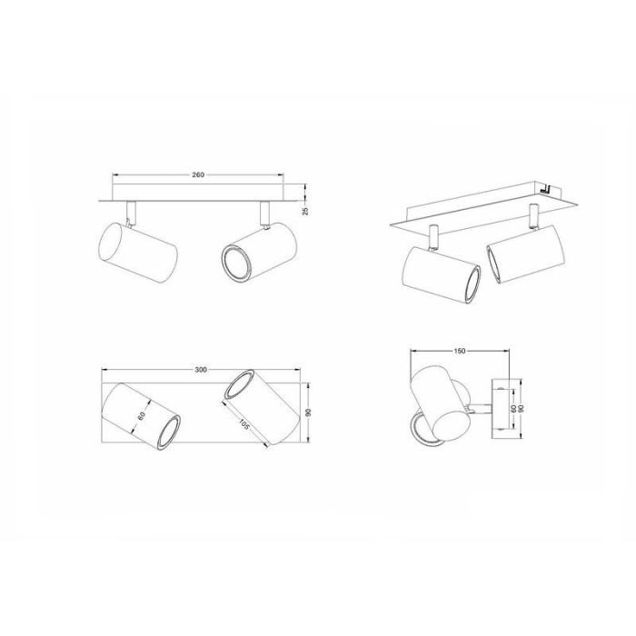 Nickel ceiling spotlight modern, Kaso