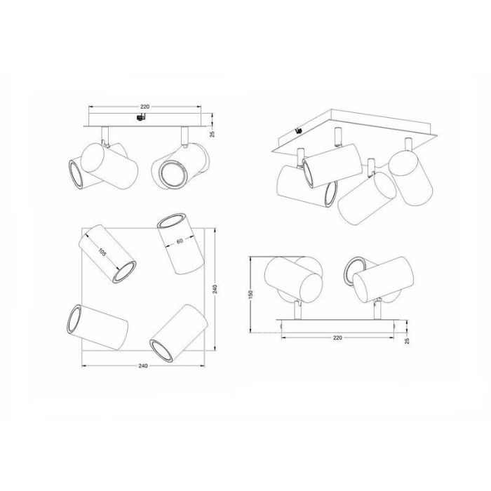 Nickel ceiling spotlight modern, Kaso