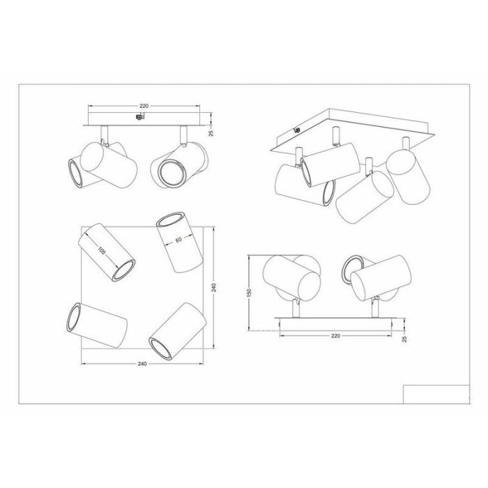 Black ceiling spotlight modern, Kaso