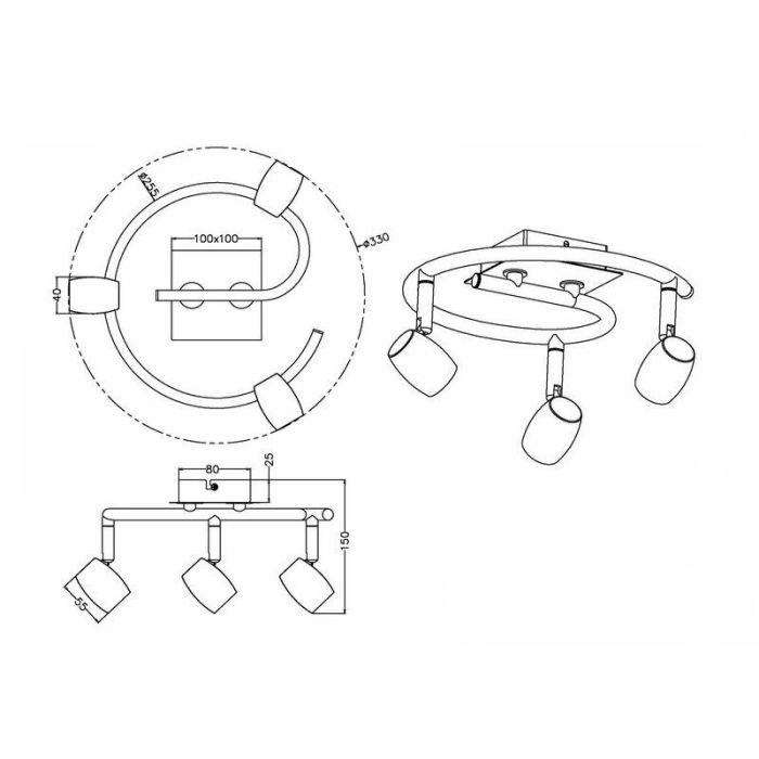 Nickel ceiling spotlight modern, Acelya