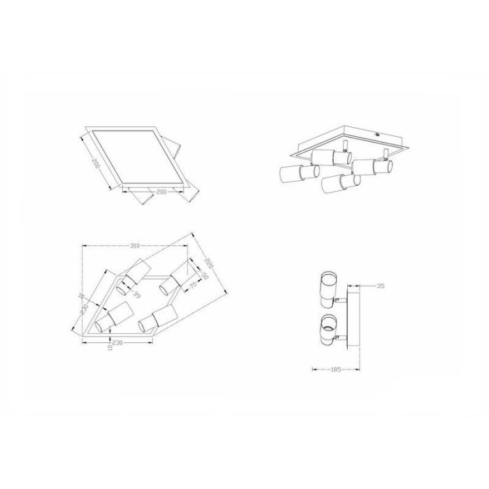 Grey ceiling spotlight glass, Morely, 4,3W, 3000K LED