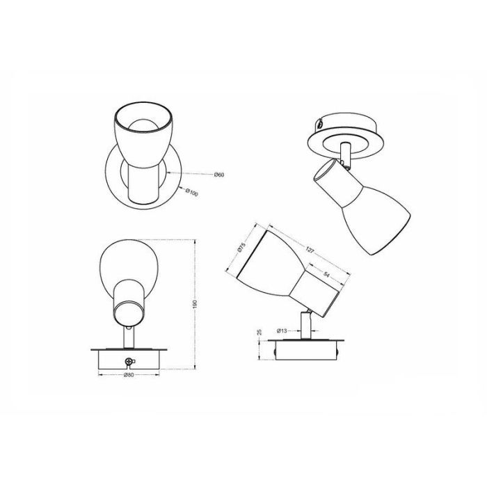 Nickel ceiling spotlight modern, Gustav