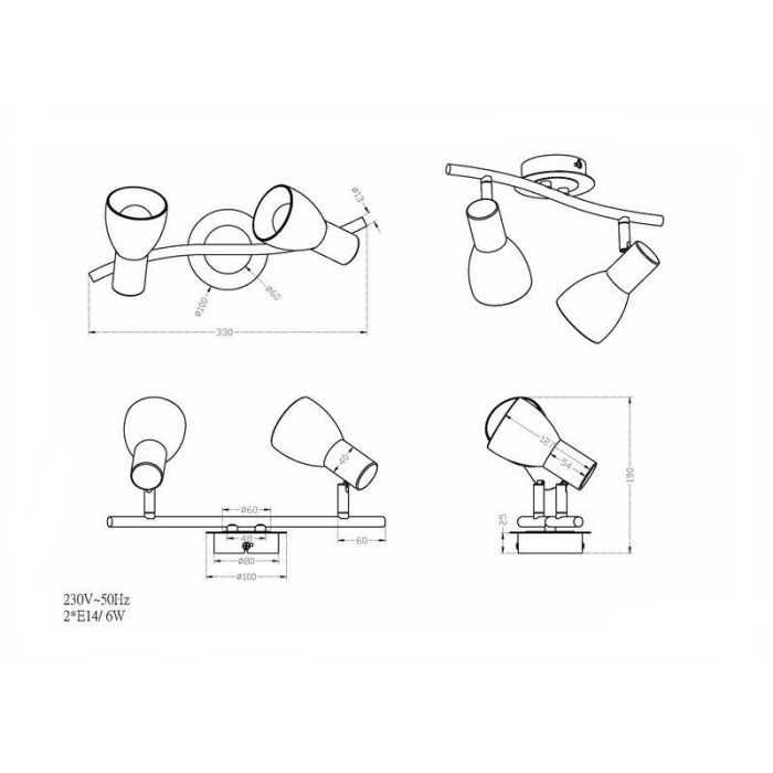 Brass ceiling spotlight modern, Gustav