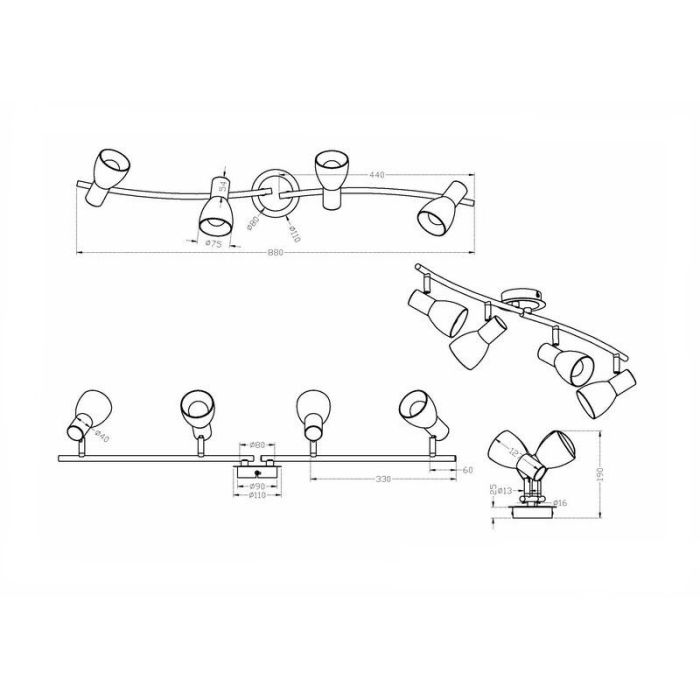 Nickel ceiling spotlight modern, Gustav