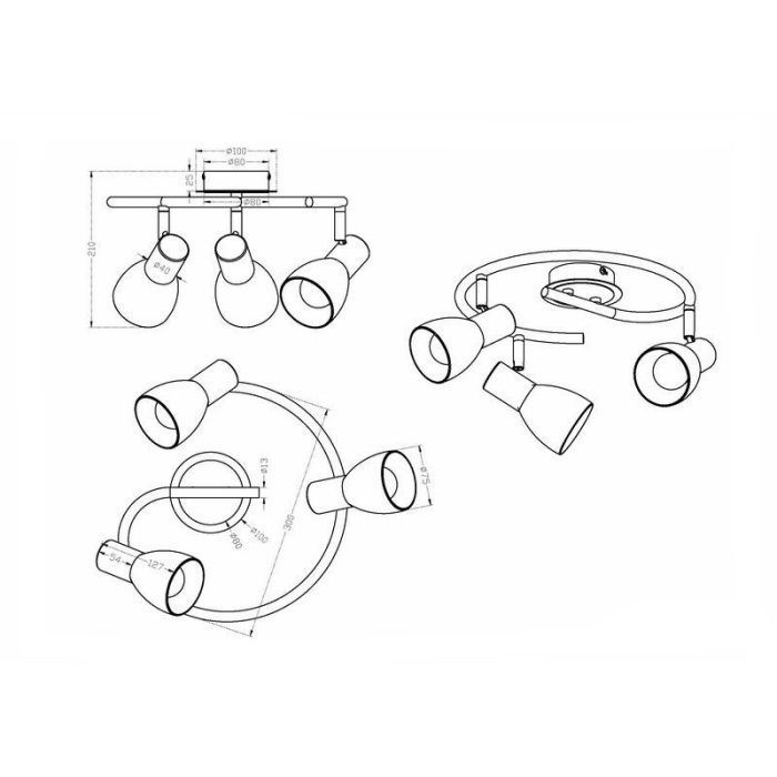 Brass ceiling spotlight modern, Gustav
