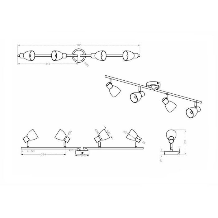 Nickel ceiling spotlight glass, Edwin