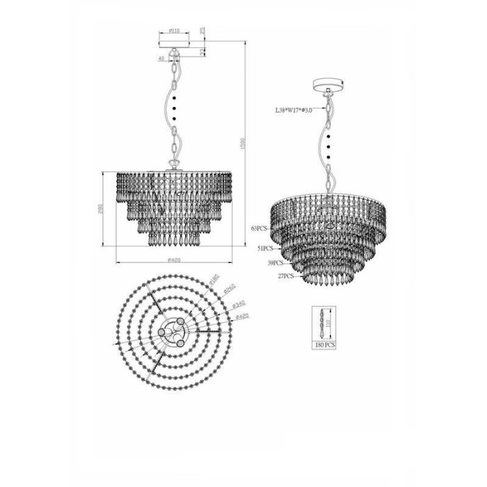 Chrome pendant light design, Allison