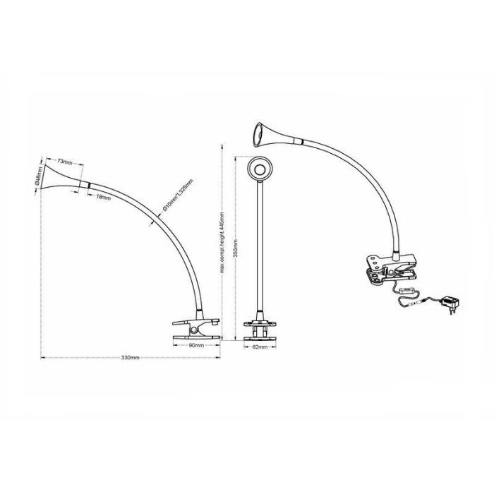 Grey clip spotlight plastic, Yelaisa, 3W, 3000K LED, with switch
