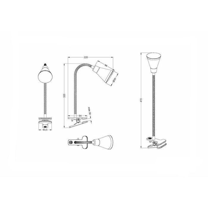 White clip spotlight plastic, Taimi, 3,8W, 3000K LED, with switch