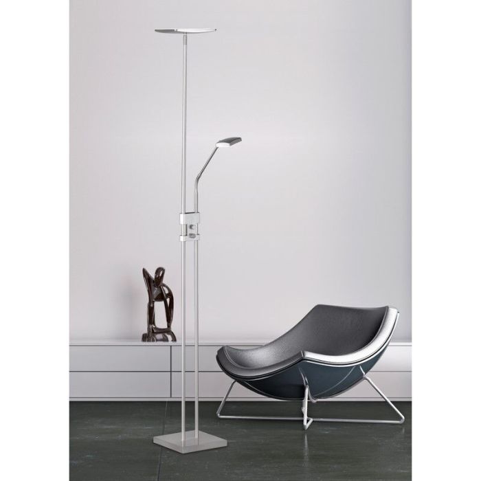 Nickel floor lamp modern, Simon, 15W, 3000K LED, with switch