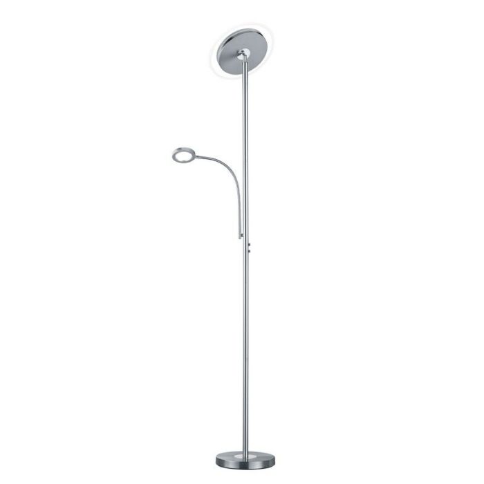 Nickel floor lamp modern, Benny, 18W, 3000K LED, with touch dimmer