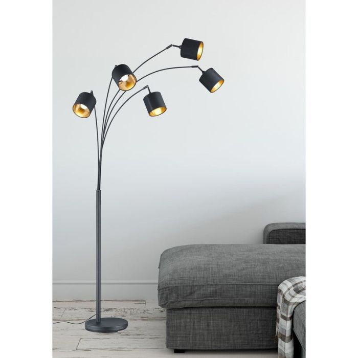 Black floor lamp modern, Koge, with switch