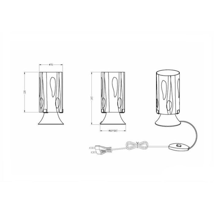 Chrome table lamp glass, Leanne, with switch