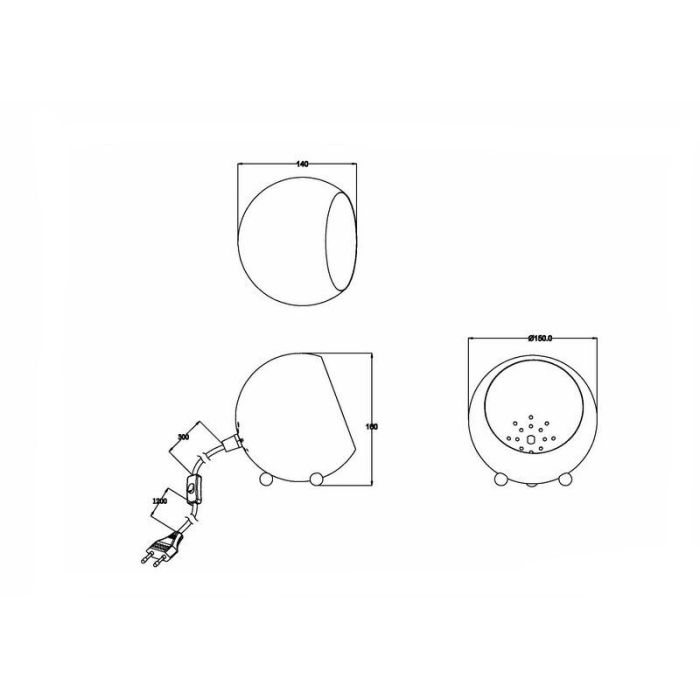 Black table lamp modern, Berdan, with switch