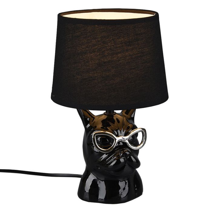 Ceramic children's table lamp black, Magda, with switch