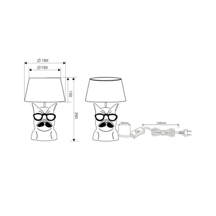 Ceramic children's table lamp black, Magda, with switch
