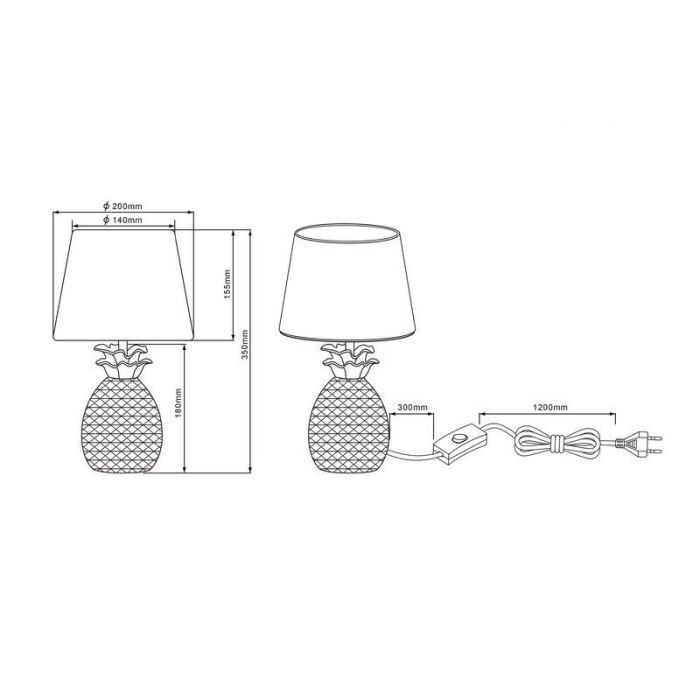 Ceramic table lamp gold, Monsted, with switch