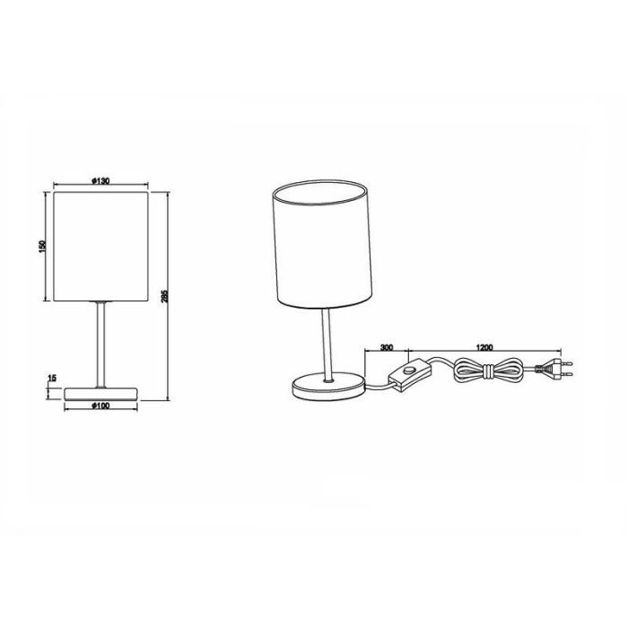 Chrome table lamp modern, Zoe, with switch