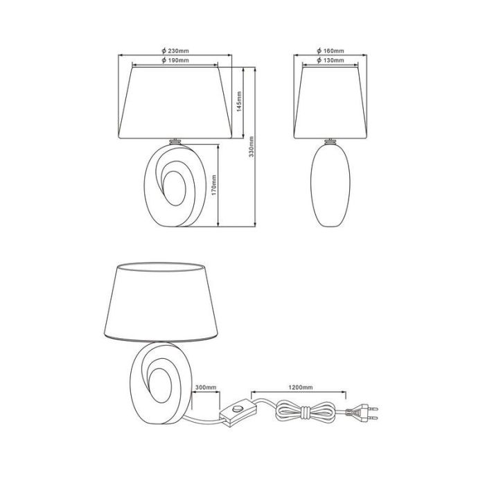 Ceramic table lamp gold, Moldrup, with switch