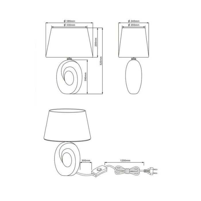Ceramic table lamp gold, Moldrup, with switch
