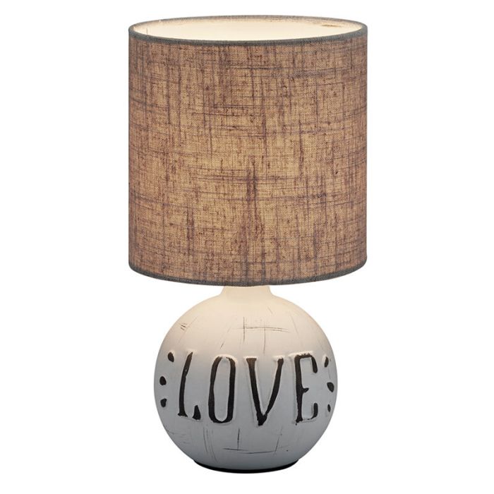 Ceramic table lamp white, Mosh, with switch