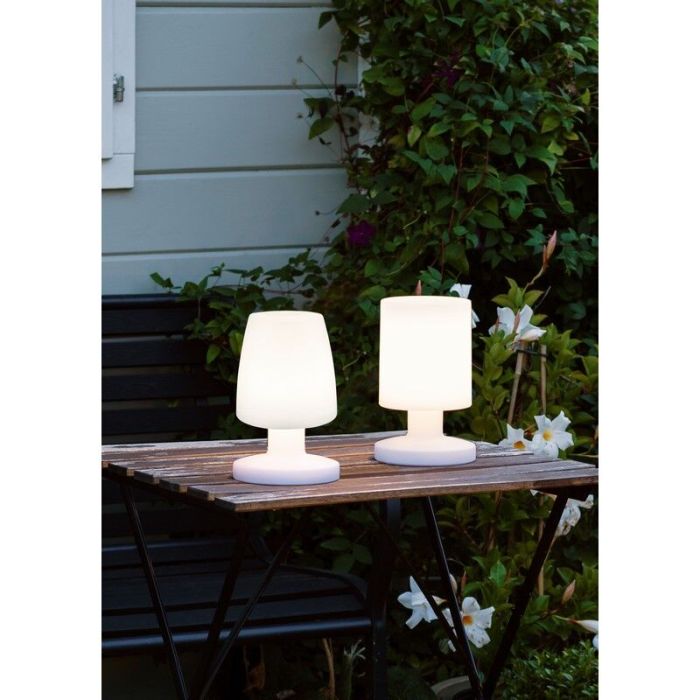White outdoor table lamp plastic, Wiesje, 1,5W, 3000K LED, IP44, with switch